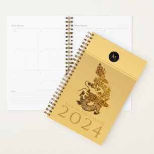 Agenda Año Dragón Chino 2024 Monograma elegante SPl