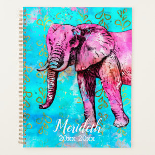 Agenda Año escolar del Elefante Turquesa de Oro Rosa
