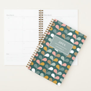 Agenda Año Fecha Monograma Nombre Pétalos Florales Patrón