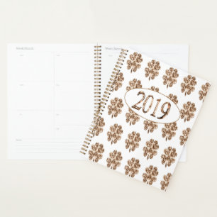 Agenda Año Nuevo 2019 Ropa de oro y blanco de cuatro hoja