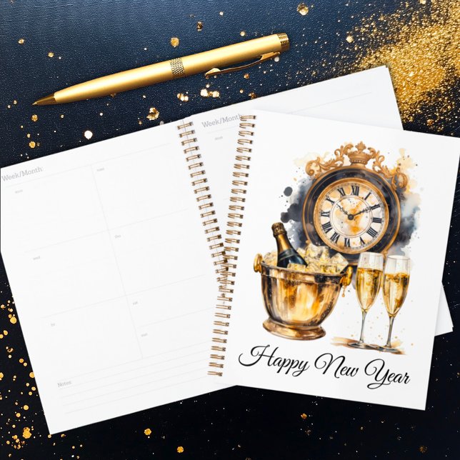 Agenda Año Nuevo Feliz de Oro y Negro (Subido por el creador)
