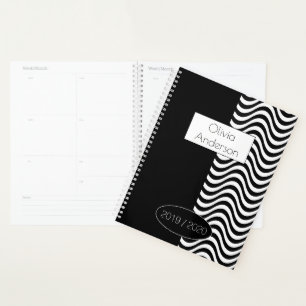 Agenda Año personalizado 2019 2020 Blanco y negro modern