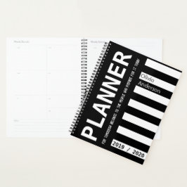 Agenda Año personalizado 2019 2020 Blanco y negro moderno