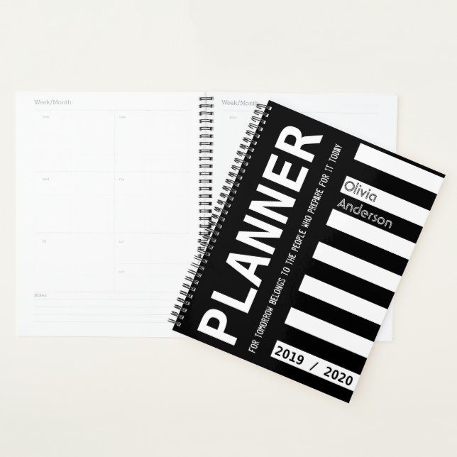 Agenda Año personalizado 2019 2020 Blanco y negro moderno (Demostración)