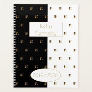 Agenda Año personalizado 2019 2020 Monograma de oro blan