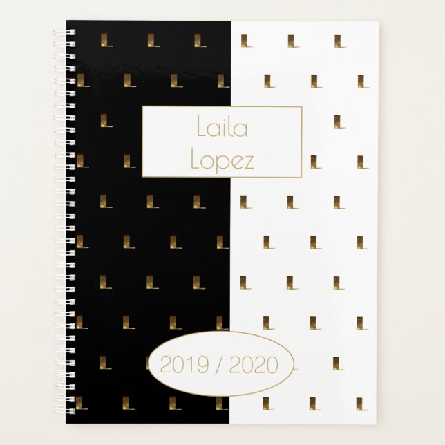 Agenda Año personalizado 2019 2020 Monograma de oro blanc (Anverso)