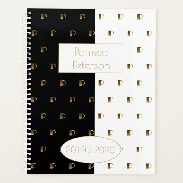 Agenda Año personalizado 2019 2020 Monograma de Oro Blanc (Anverso)