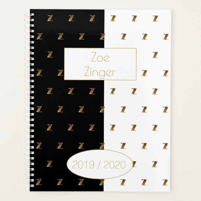 Agenda Año personalizado 2019 2020 Monograma de oro blanc (Anverso)