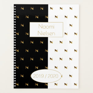 Agenda Año personalizado 2019 2020 Monograma de oro blanc