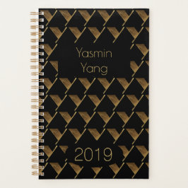 Agenda Año personalizado 2019 Monograma de oro negro y el