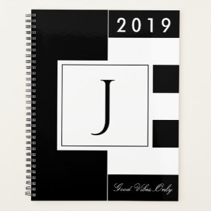 Agenda Año personalizado 2019 Monograma moderno blanco y