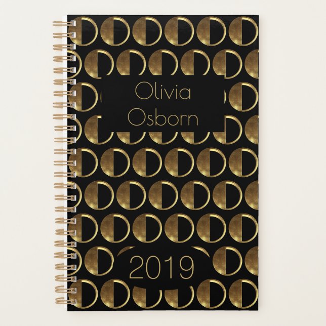 Agenda Año personalizado 2019 Monograma O Elegante Oro Ne (Anverso)