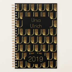 Agenda Año personalizado 2019 Monograma U elegante de oro