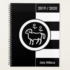 Agenda Año personalizado Áries de Rótulo Zodiaco Negro y