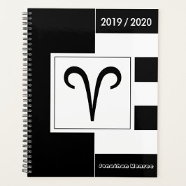 Agenda Año personalizado Áries de Rótulo Zodiaco Negro y