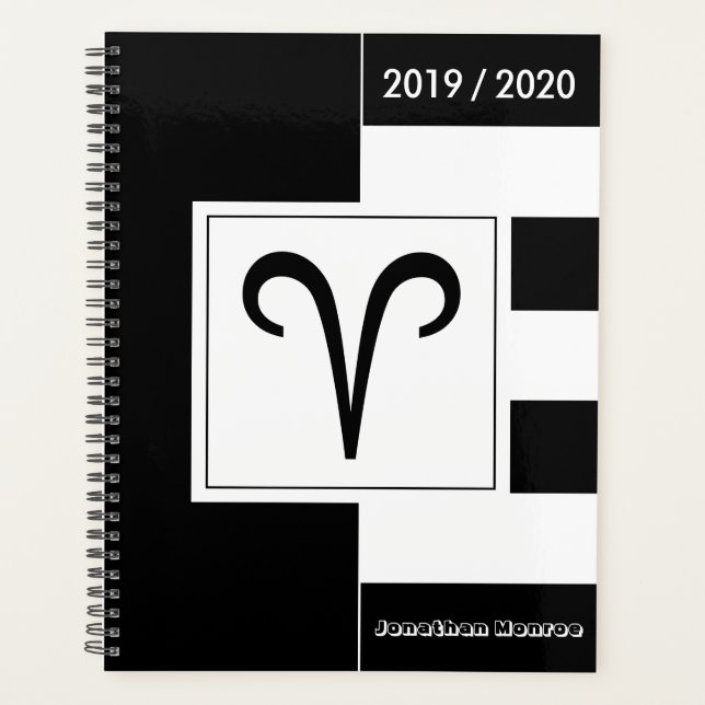 Agenda Año personalizado Áries de Rótulo Zodiaco Negro y  (Anverso)
