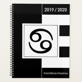 Agenda Año personalizado Cáncer de Rótulo Zodiaco Negro y
