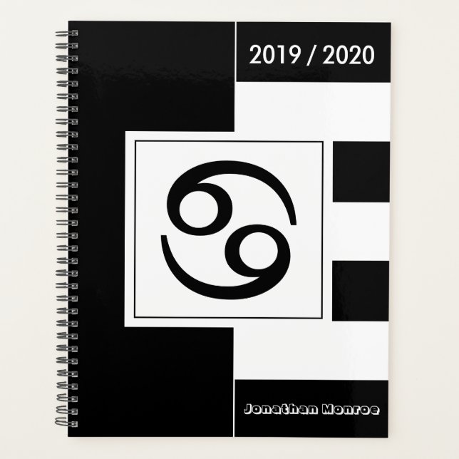 Agenda Año personalizado Cáncer de Rótulo Zodiaco Negro y (Anverso)