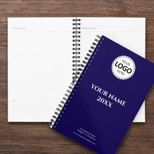 Agenda Año personalizado, logotipo, texto, diario azul