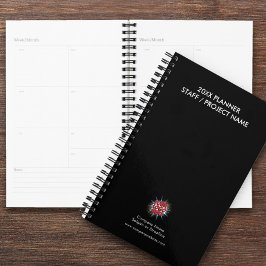 Agenda Año personalizado, logotipo, texto, diario negro