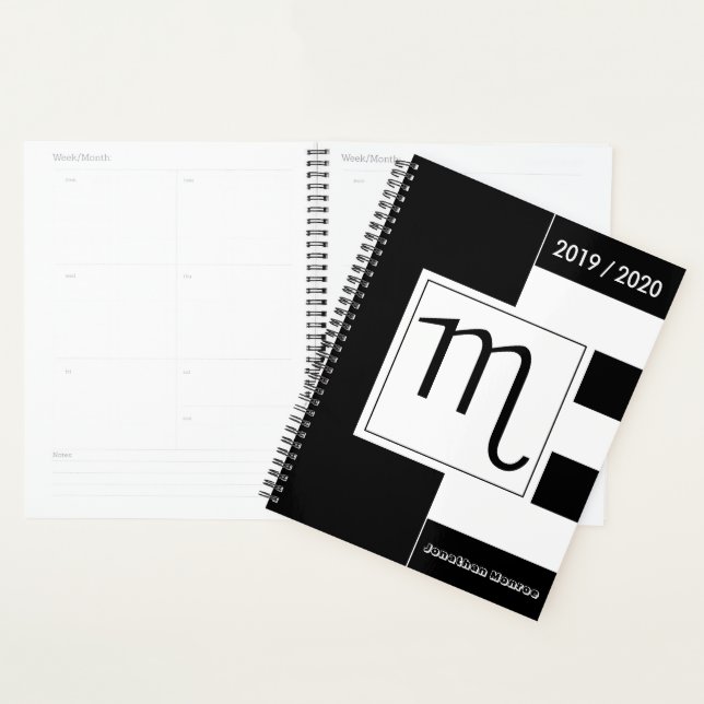 Agenda Año personalizado Rótulo zodiaco Escorpio negro y  (Demostración)
