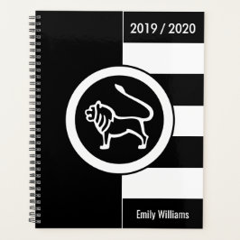 Agenda Año personalizado Rótulo Zodiaco Leo Negro y Blanc