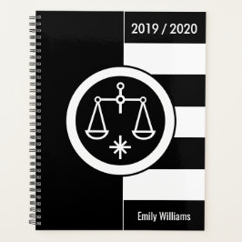 Agenda Año personalizado Rótulo zodiaco libra negro y bla