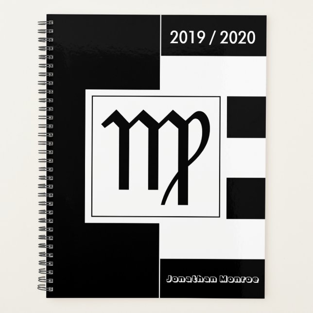 Agenda Año personalizado Rótulo Zodiaco Virgo Negro y Bla (Anverso)