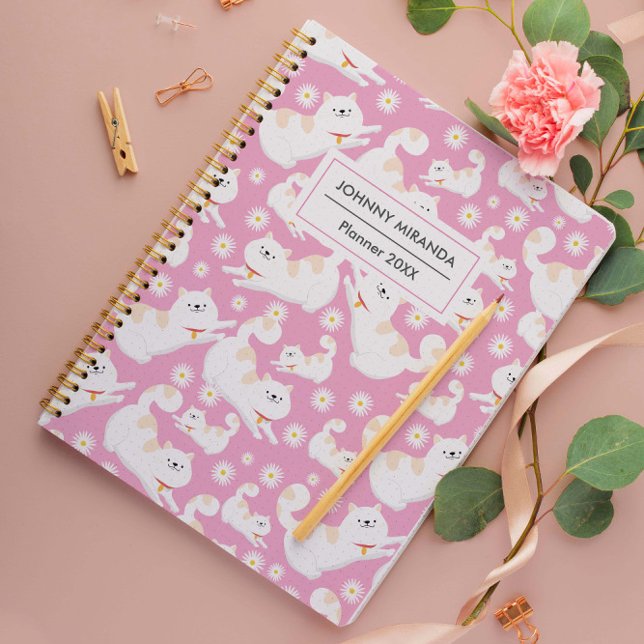 Agenda Año y nombre del patrón de gato blanco (Subido por el creador)