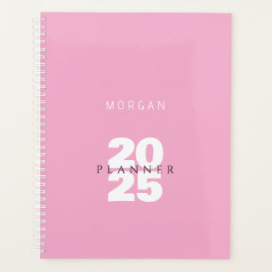 Agenda Año y nombre, título, rosa pálido