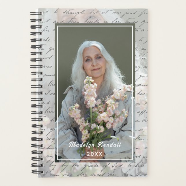 Agenda Antique Script Handwriting Personalized Photo (Anverso)
