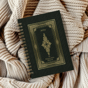Agenda Anual Vintage Elegante Olive Green Book Cover