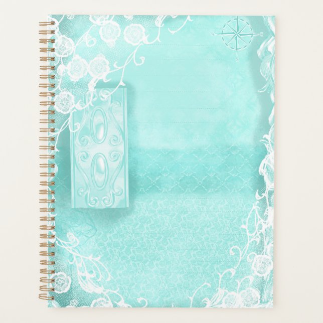 Agenda Aqua and Lace Junk Journal Style (Anverso)