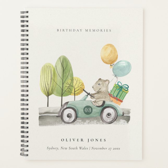 Agenda Aqua Green Cualquier Edad Fiesta de Cumpleaños Ted (Anverso)