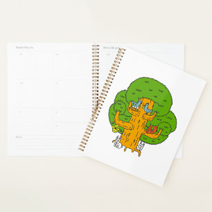 Agenda Árbol con animales forestales adornan la naturalez