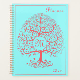 Agenda Árbol de lujo de la vida Monograma Retro Pastel ro