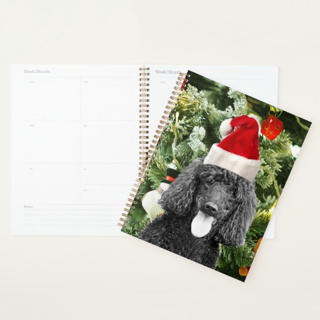 Agenda Árbol de Navidad de perro caniche Snowman Red Sant (Demostración)