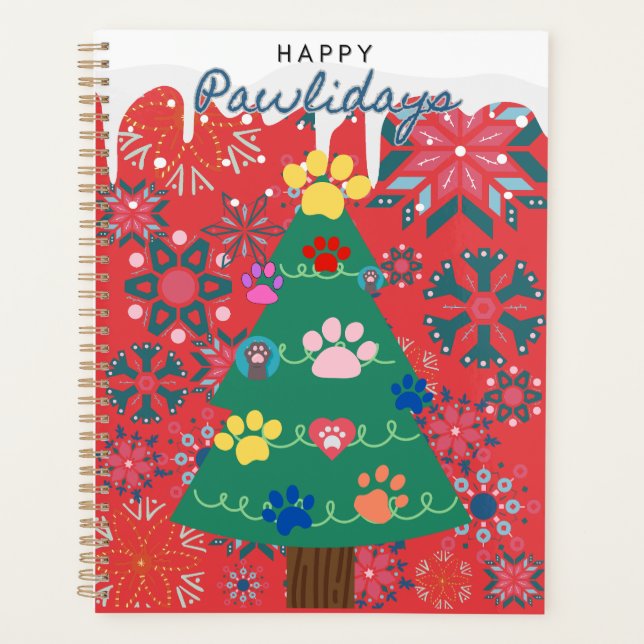 Agenda Árbol de Navidad rojo con patas impresas para los  (Anverso)