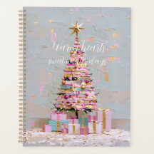 Árbol de Navidad rosa y dorado Impasto