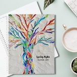 Agenda Árbol de vida de color arcoiris<br><div class="desc">Este Planner único está decorado con un mosaico de color arcoiris de la Tierra de la Vida sobre un fondo gris pálido. El diseño original se hizo con pequeños trozos de vidrio de colores vivos. Personalizar con tu nombre y año. Mosaico original © Michele Davies.</div>