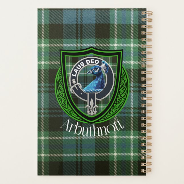 Agenda Arbuthnott Scottish Clan Tartan y Escudo (Reverso)