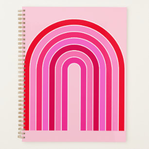 Agenda Arco Rojo Rosado Y Rojo Retro Preppy Arcoiris