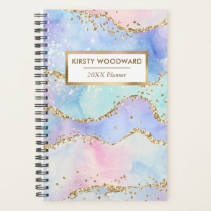 Agenda Arcoíris Pastel Falso Secuencia Agata Dorada Brill