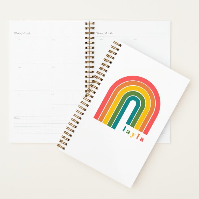Agenda Arcoiris retro 5 Nombre de letra personalizado (Demostración)