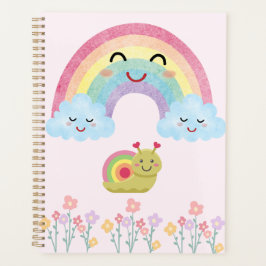 Agenda Arcoíris Sonriente Feliz con Caracol Adorable y Nu
