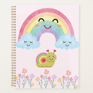 Agenda Arcoíris Sonriente Feliz con Caracol Adorable y Nu