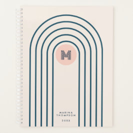 Agenda Arcos de líneas geométricas abstractas Pastel Retr