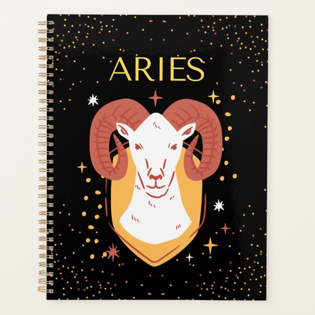 Agenda Aries Zodiac Rótulo&Cita Moderno y elegante tema d (Anverso)