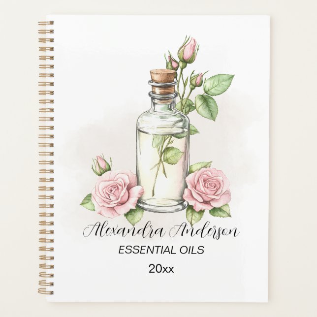 Agenda Aromaterapia floral Rosa acuarela Aceites esencial (Anverso)