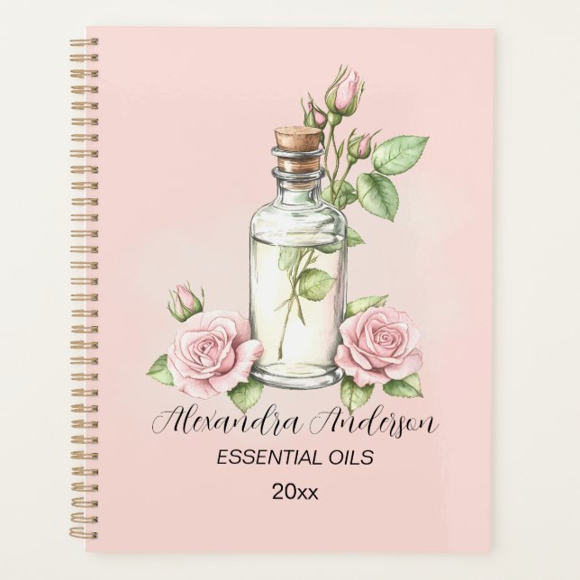 Agenda Aromaterapia floral Rosa acuarela Aceites esencial (Anverso)
